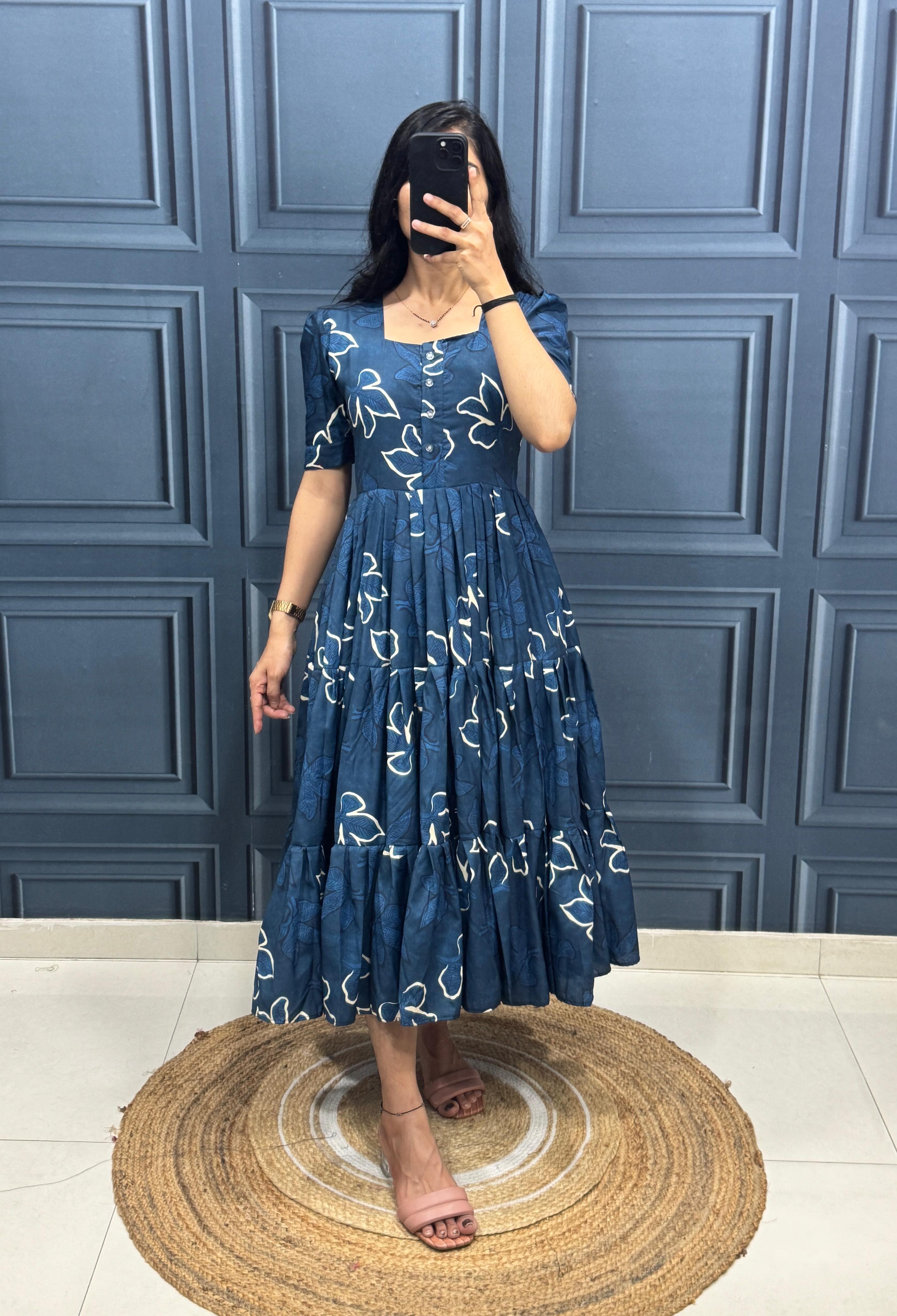 Premium Muslin Cotton Layered Flair Dress