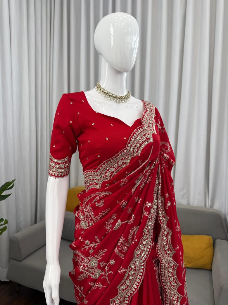 Premium Vichitra Silk Designer Saree – Glamour That Steals Every Heart