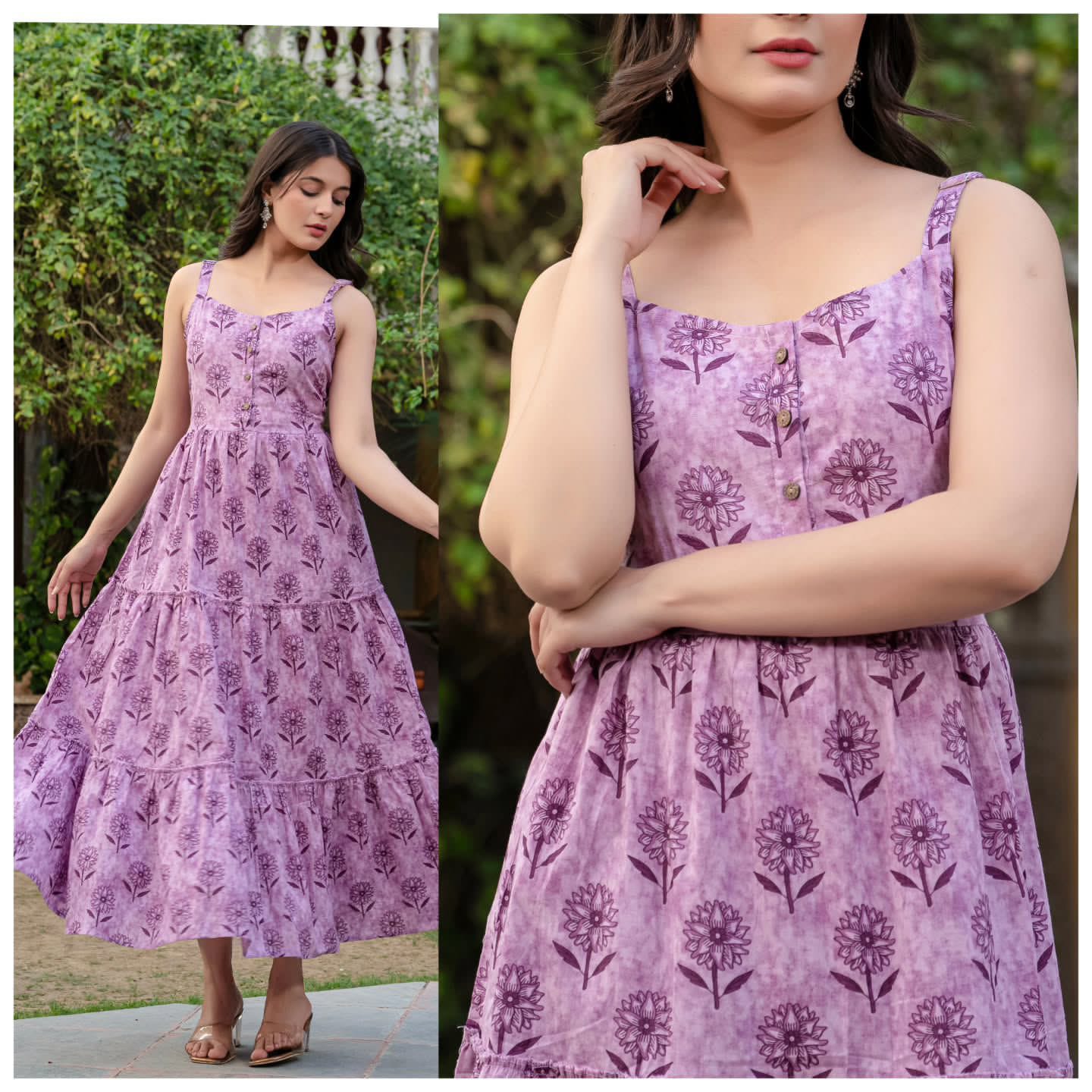 Premium Printed Flared Strappy Maxi Dress – Ultra-Soft Fabric & Effortless Everyday Elegance