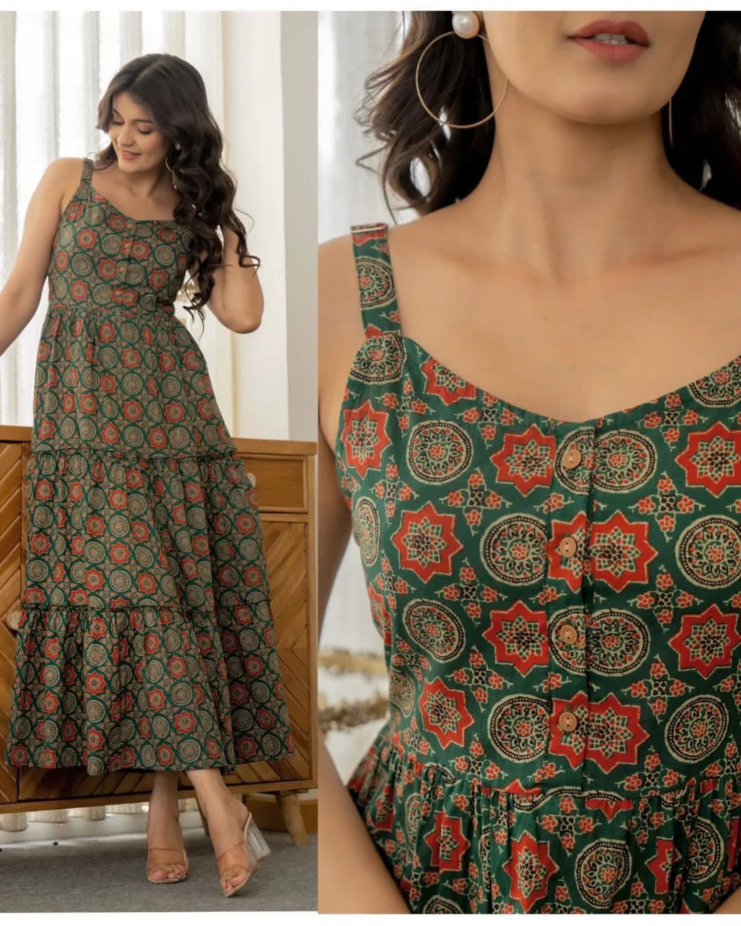 Premium Printed Flared Strappy Maxi Dress – Ultra-Soft Fabric & Effortless Everyday Elegance