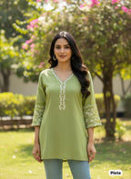 Premium Heavy Rayon Embroidered Short Kurti – Daily to Festive Essential
