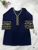 Premium Heavy Rayon Embroidered Short Kurti – Daily to Festive Essential