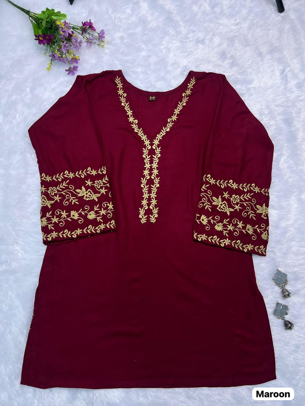 Premium Heavy Rayon Embroidered Short Kurti – Daily to Festive Essential