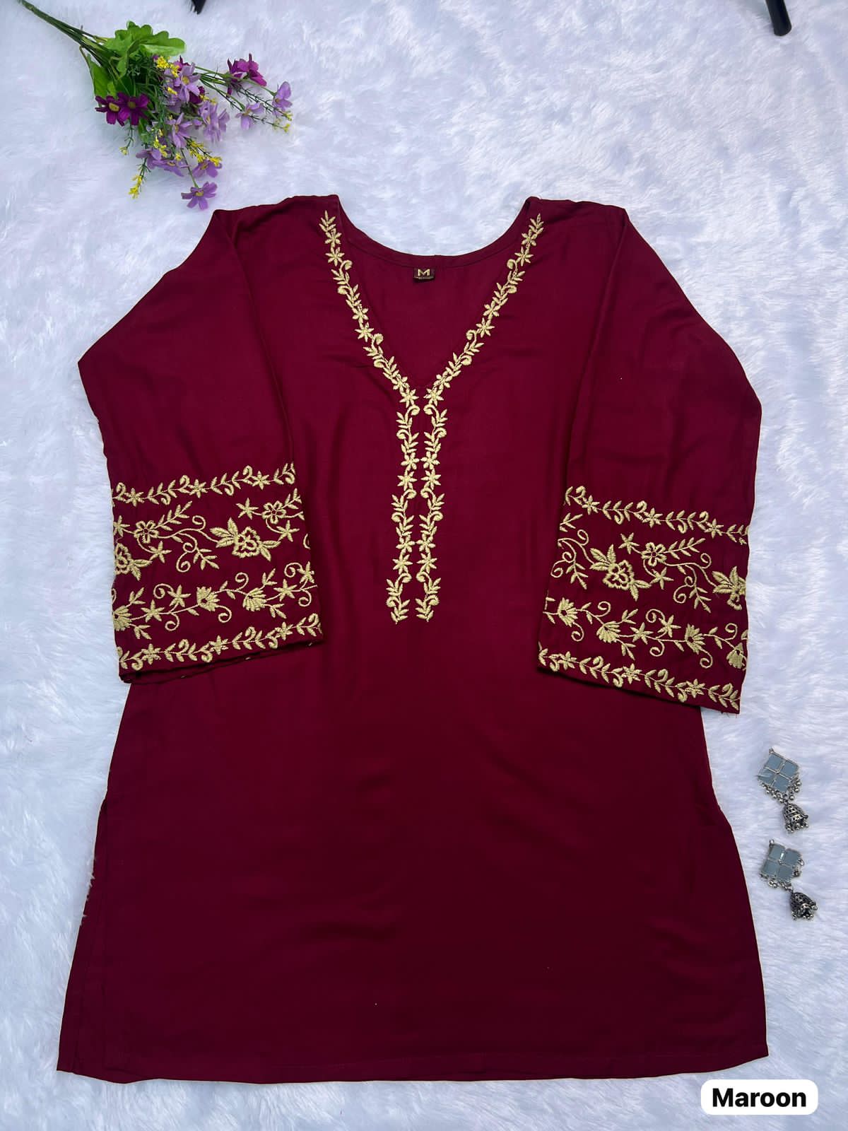 Premium Heavy Rayon Embroidered Short Kurti – Daily to Festive Essential
