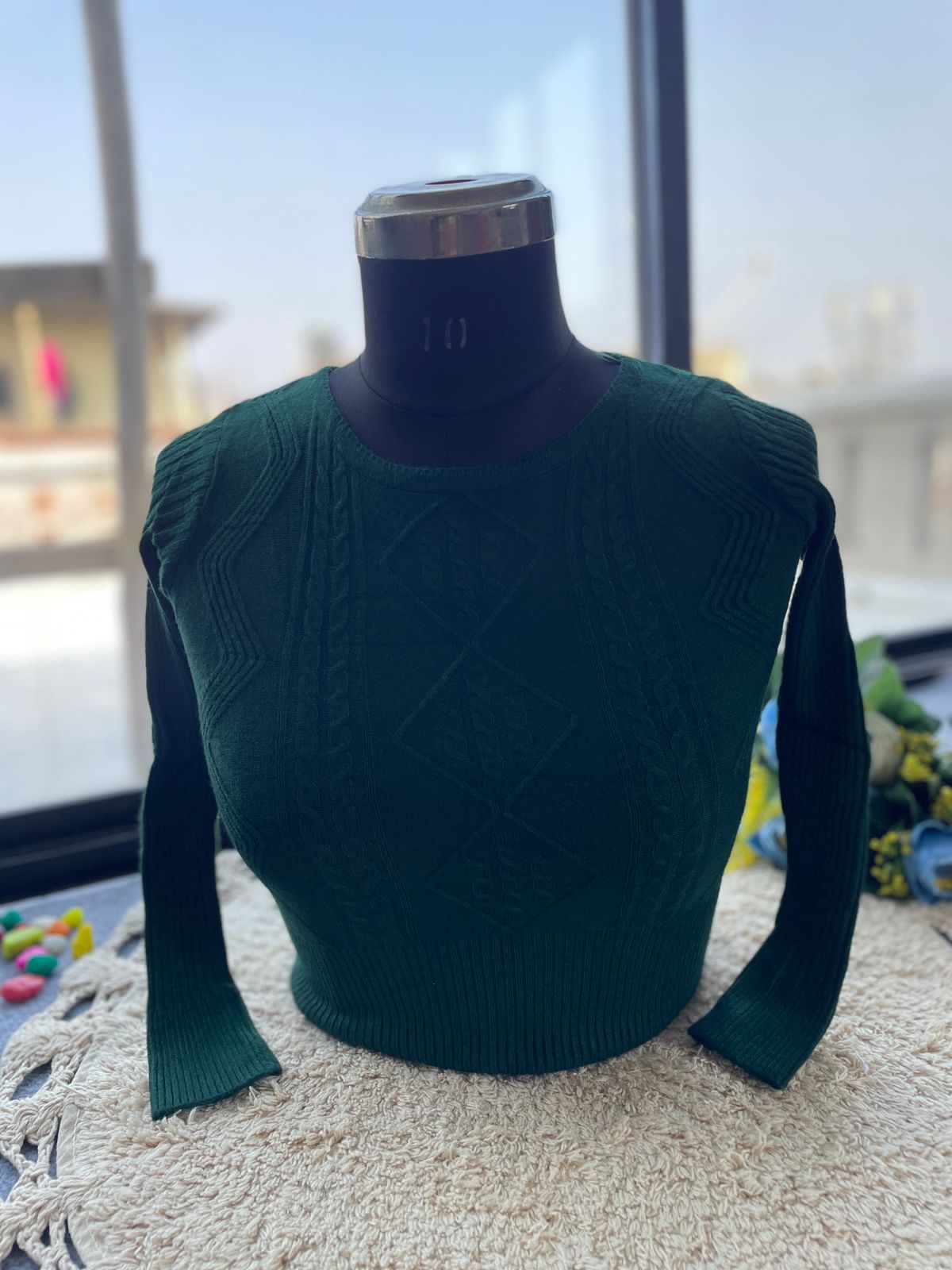 Premium Wool-Blend Stretch Knit Winter Blouse – Warm Slim-Fit Thermal Crop Top