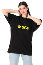 Believe Oversized Motivational Tee for Women