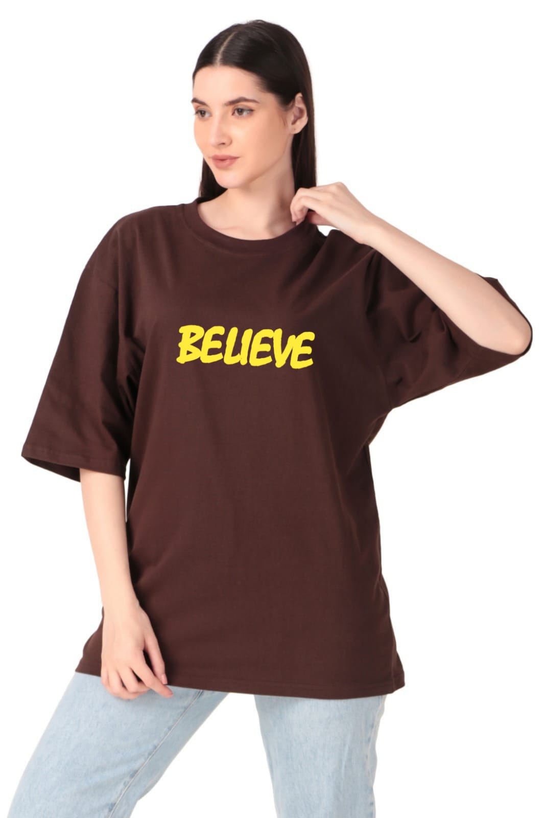Believe Oversized Motivational Tee for Women
