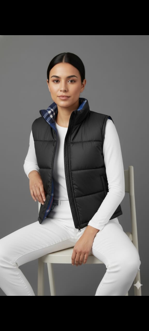 Women’s Reversible Sleeveless Puffer Jacket – Ultra-Warm Lightweight Winter Travel Vest