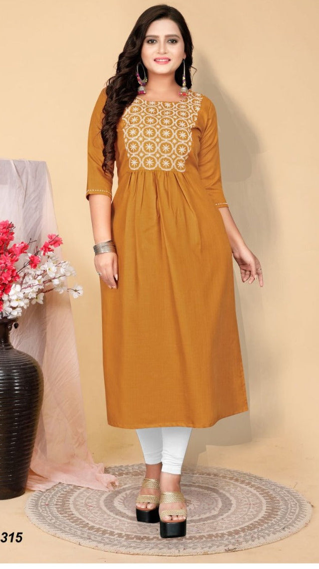 Premium Cotton Hand-Embroidered Kurti for Everyday Comfort & Style