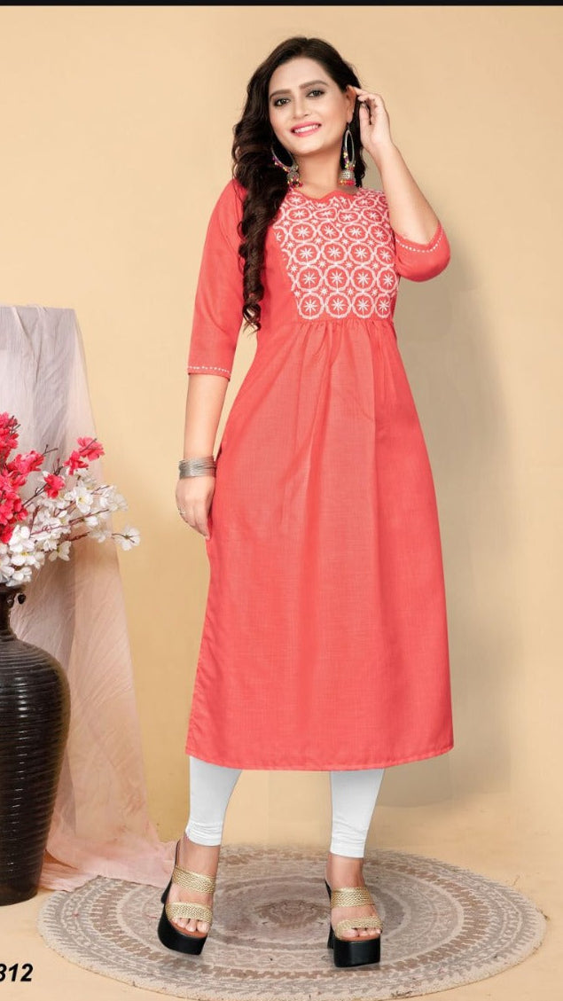 Premium Cotton Hand-Embroidered Kurti for Everyday Comfort & Style