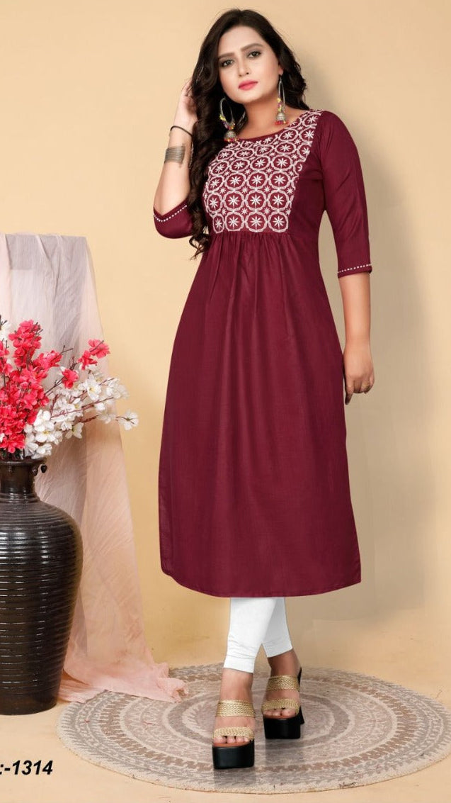 Premium Cotton Hand-Embroidered Kurti for Everyday Comfort & Style
