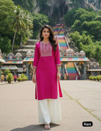 Premium Rayon Straight Embroidered Kurti for Festive & Everyday Elegance