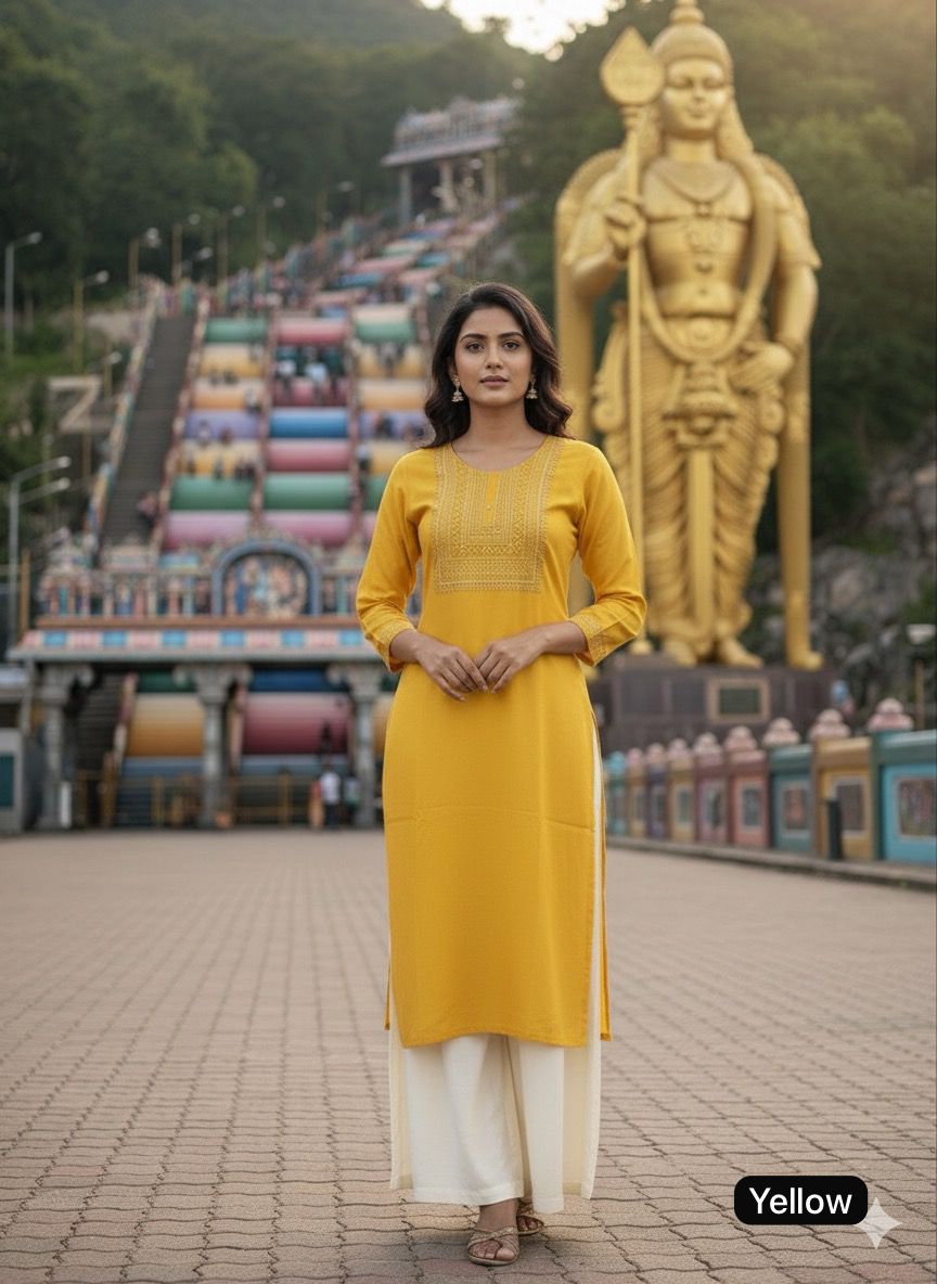 Premium Rayon Straight Embroidered Kurti for Festive & Everyday Elegance