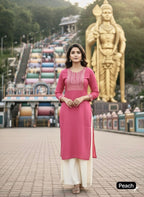 Premium Rayon Straight Embroidered Kurti for Festive & Everyday Elegance