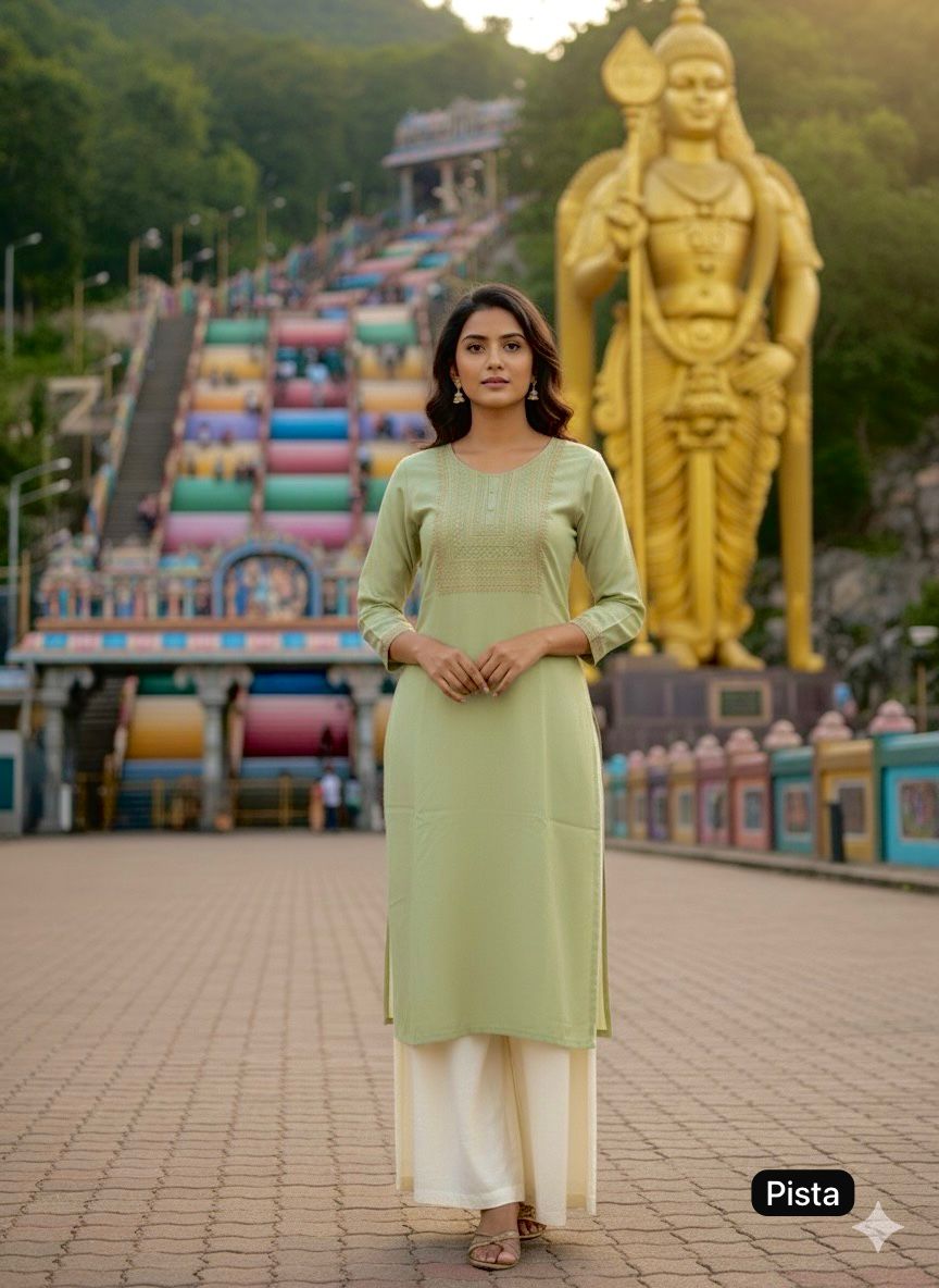 Premium Rayon Straight Embroidered Kurti for Festive & Everyday Elegance