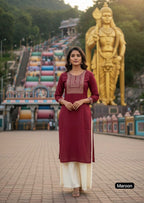 Premium Rayon Straight Embroidered Kurti for Festive & Everyday Elegance