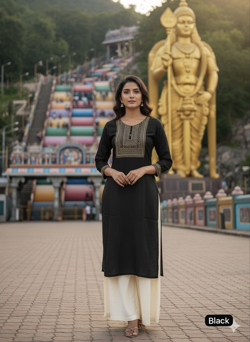 Premium Rayon Straight Embroidered Kurti for Festive & Everyday Elegance