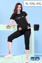 Premium Plus-Size Nightwear T-Shirt & Capry Set for All-Day Comfort