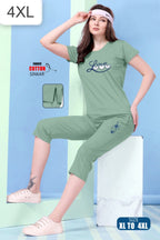 Premium Plus-Size Nightwear T-Shirt & Capry Set for All-Day Comfort