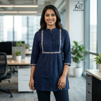 Premium Embroidered Rayon Short Top With Pleated Designer Pattern