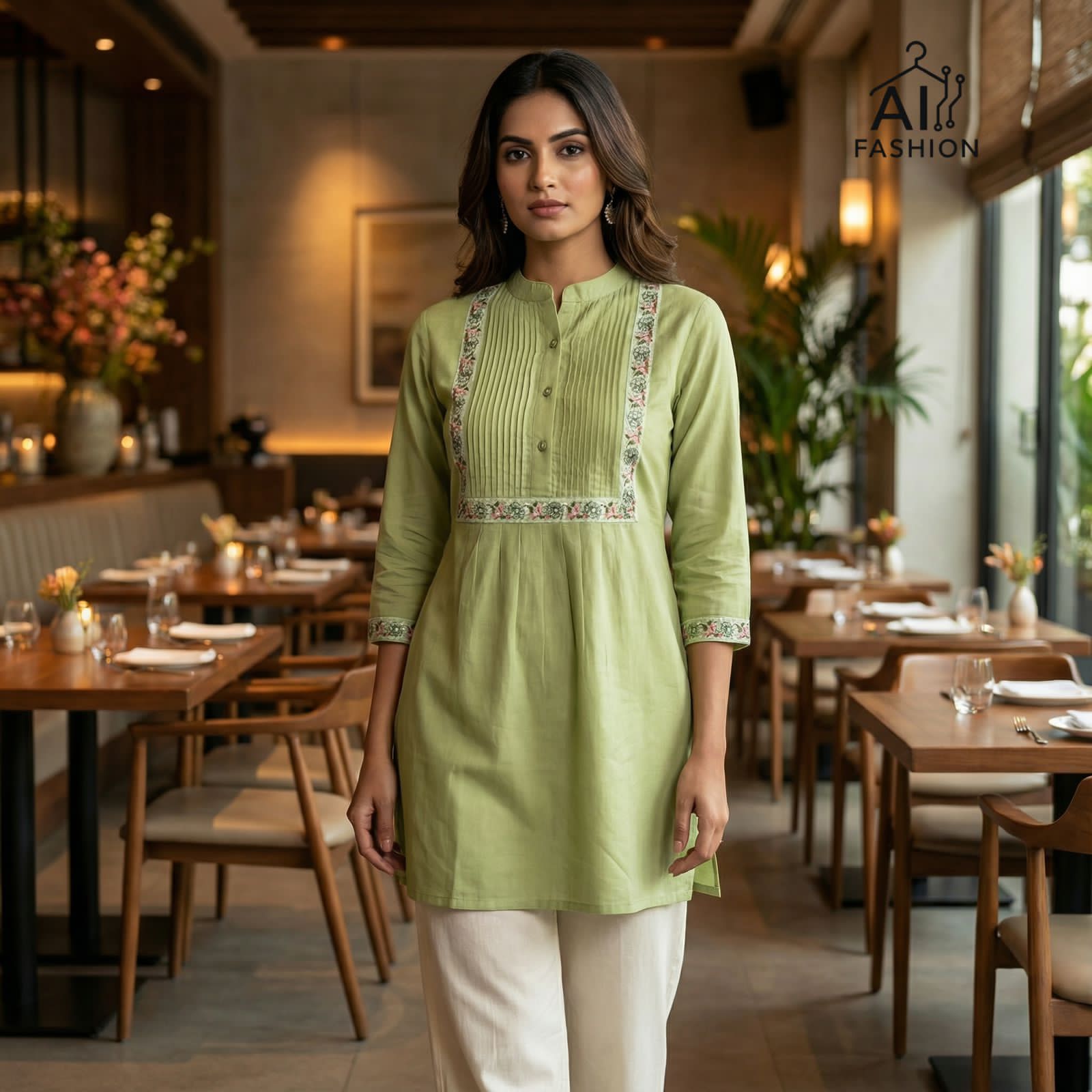 Premium Embroidered Rayon Short Top With Pleated Designer Pattern