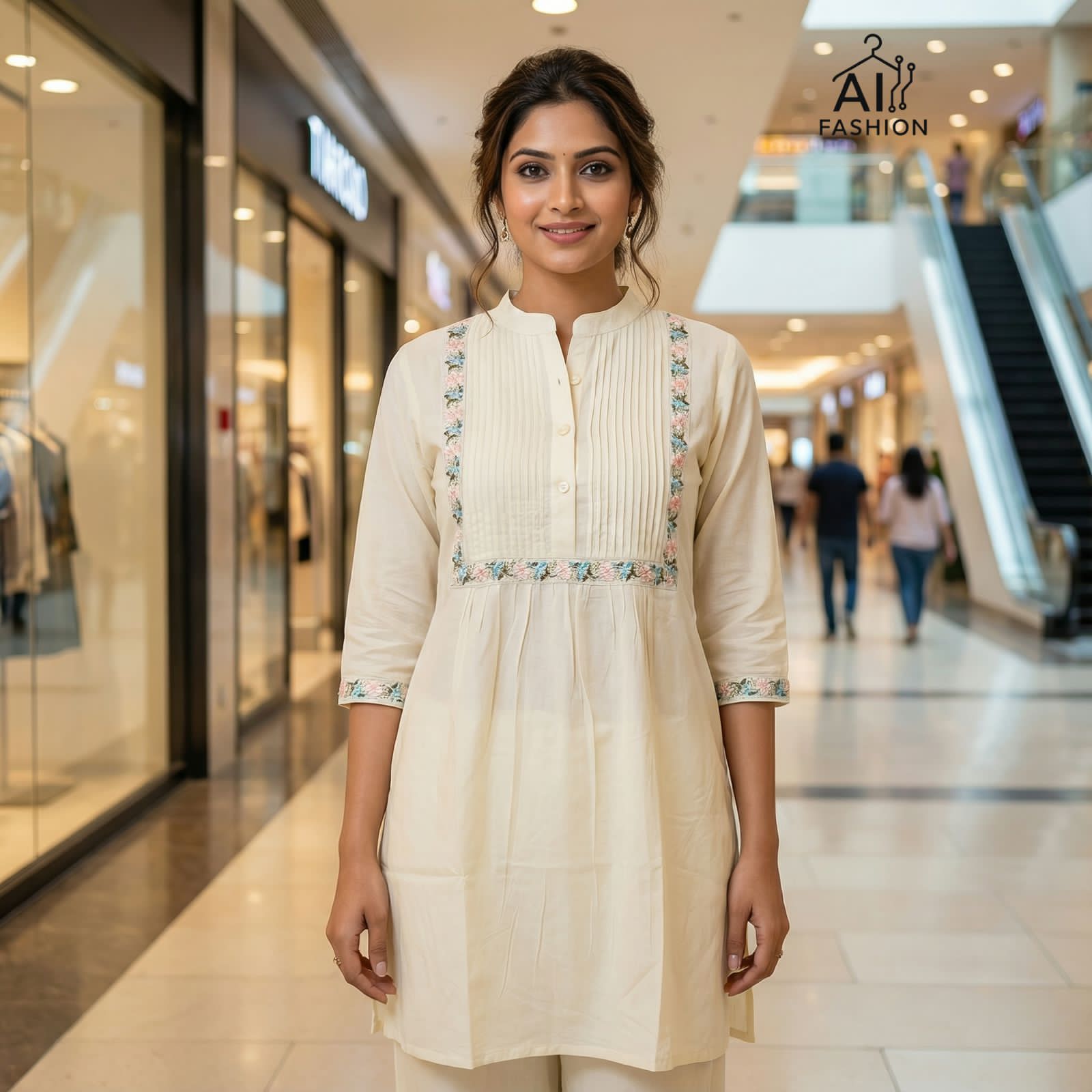 Premium Embroidered Rayon Short Top With Pleated Designer Pattern