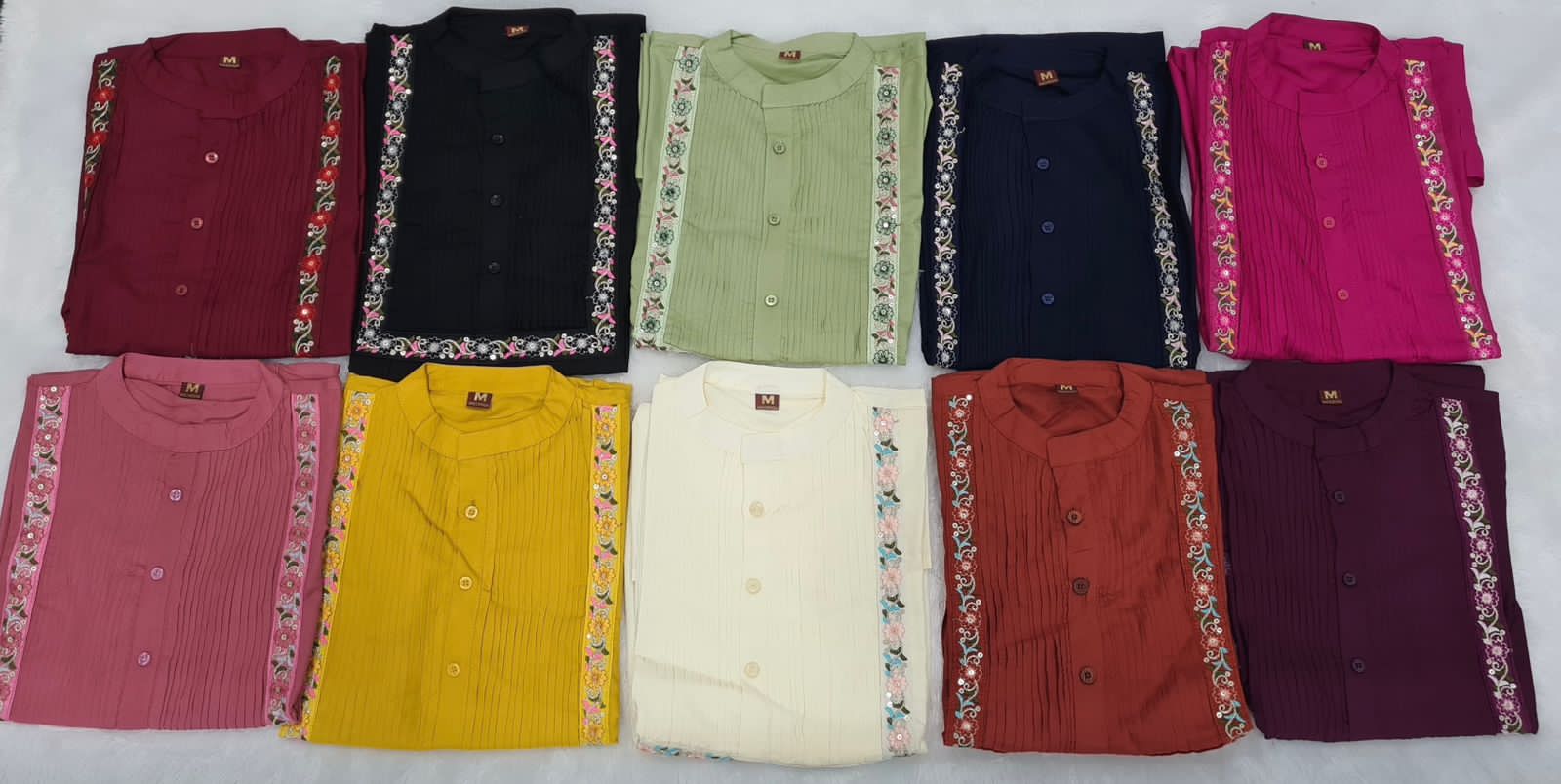 Premium Embroidered Rayon Short Top With Pleated Designer Pattern