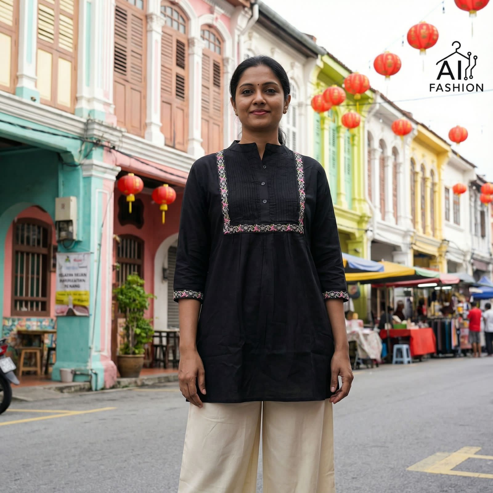 Premium Embroidered Rayon Short Top With Pleated Designer Pattern