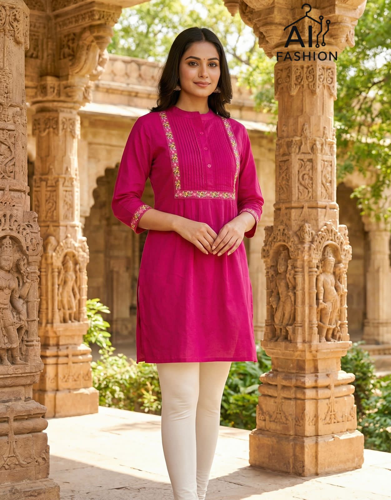 Premium Embroidered Rayon Short Top With Pleated Designer Pattern