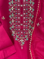 Elegant Viscose Chanderi Suit Set With Embellished Kurta & Organza Dupatta