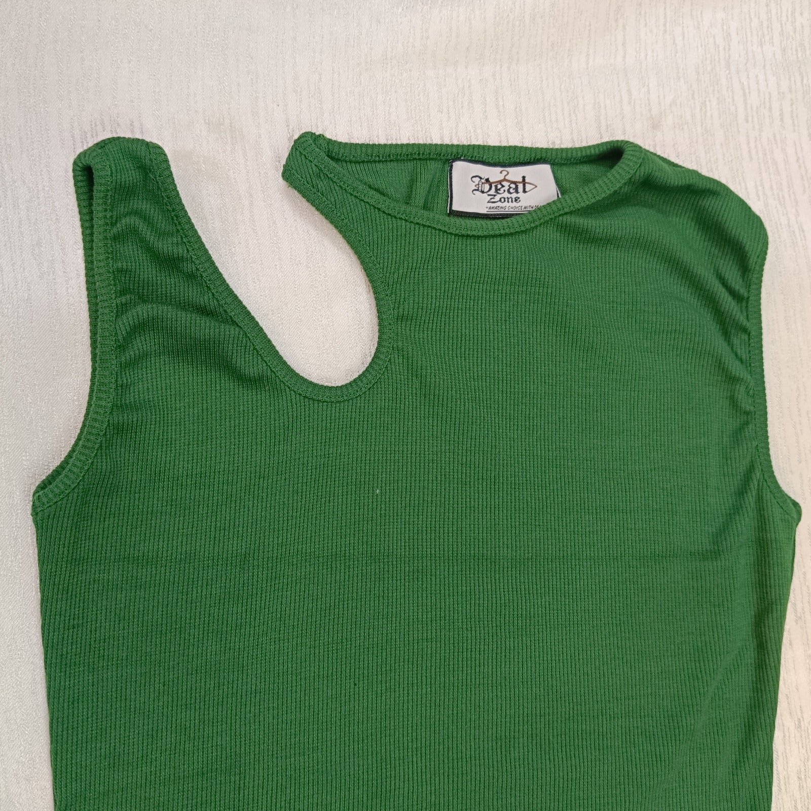 Ribbed One-Shoulder Cutout Crop Top