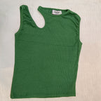 Ribbed One-Shoulder Cutout Crop Top