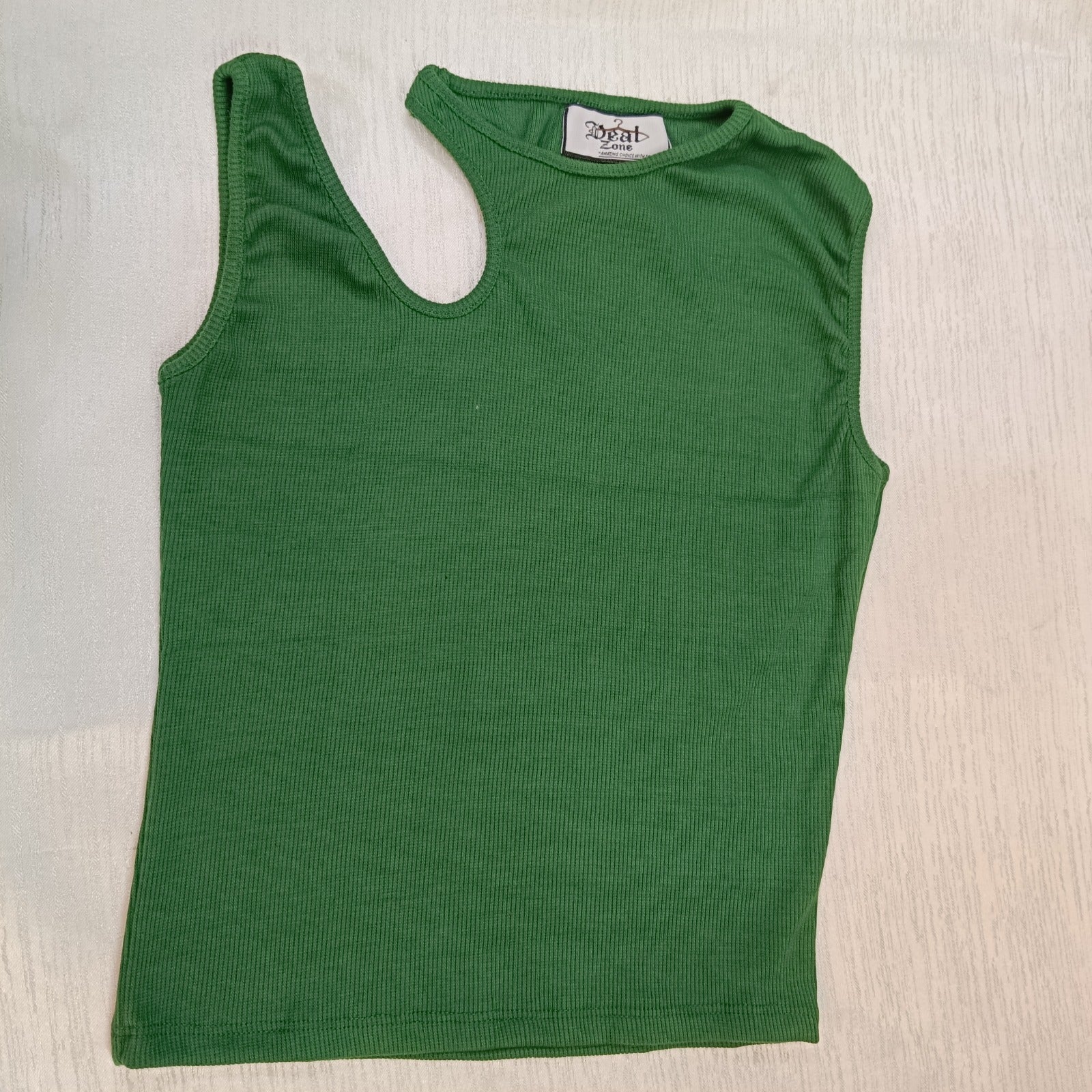 Ribbed One-Shoulder Cutout Crop Top