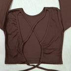 Backless Crisscross Long Sleeve Crop Top for Women – Elegant, Bold & Trendsetting Style