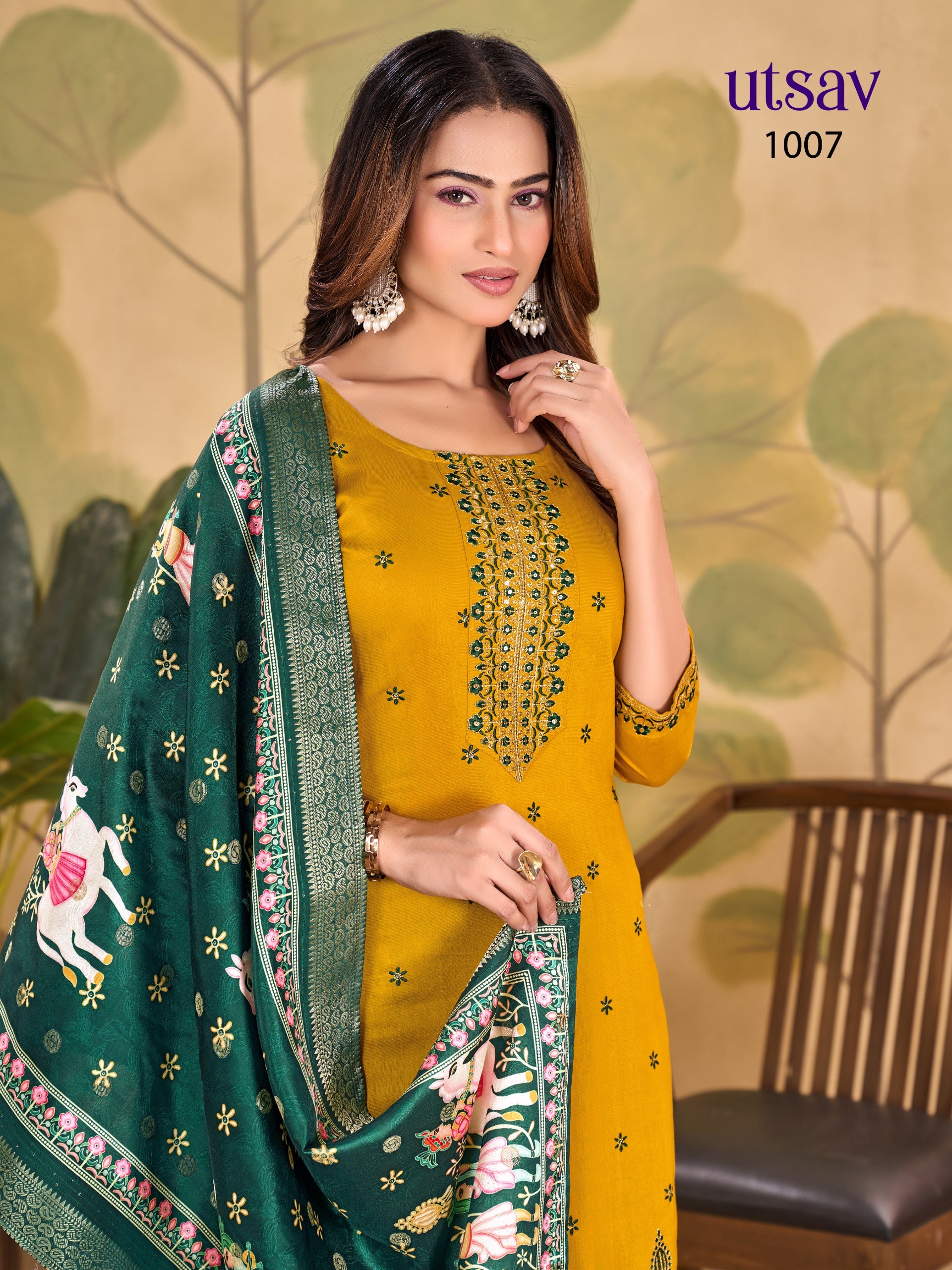 Royal Designer Embroidered Suit Set with Premium Weaving Dupatta (Kurti + Palazzo + Dupatta)