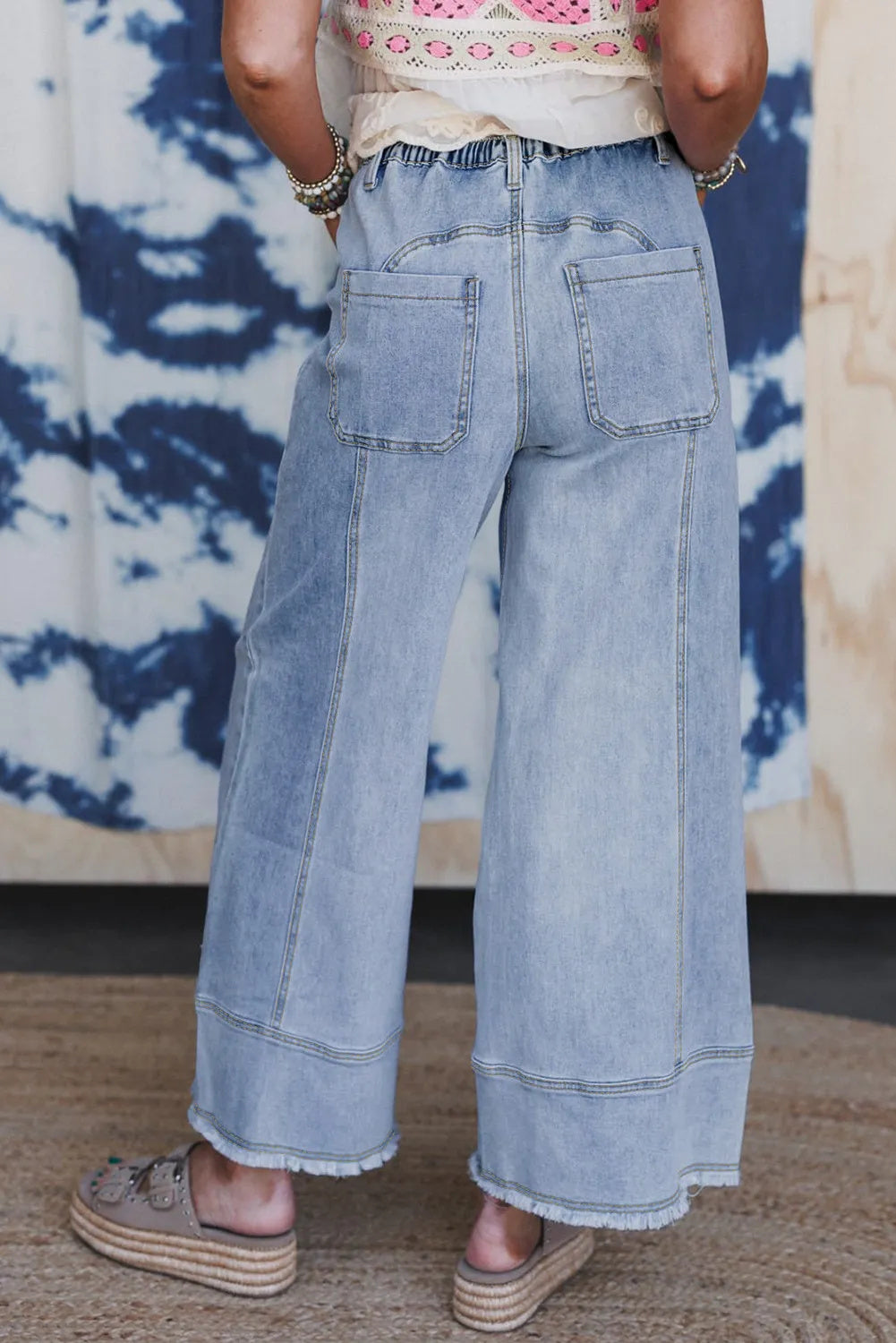 UrbanEase Women’s Wide-Leg Drawstring Denim Pants