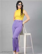 High-Waist Stretchable Straight-Fit Women’s Trousers for Office & Casual Wear