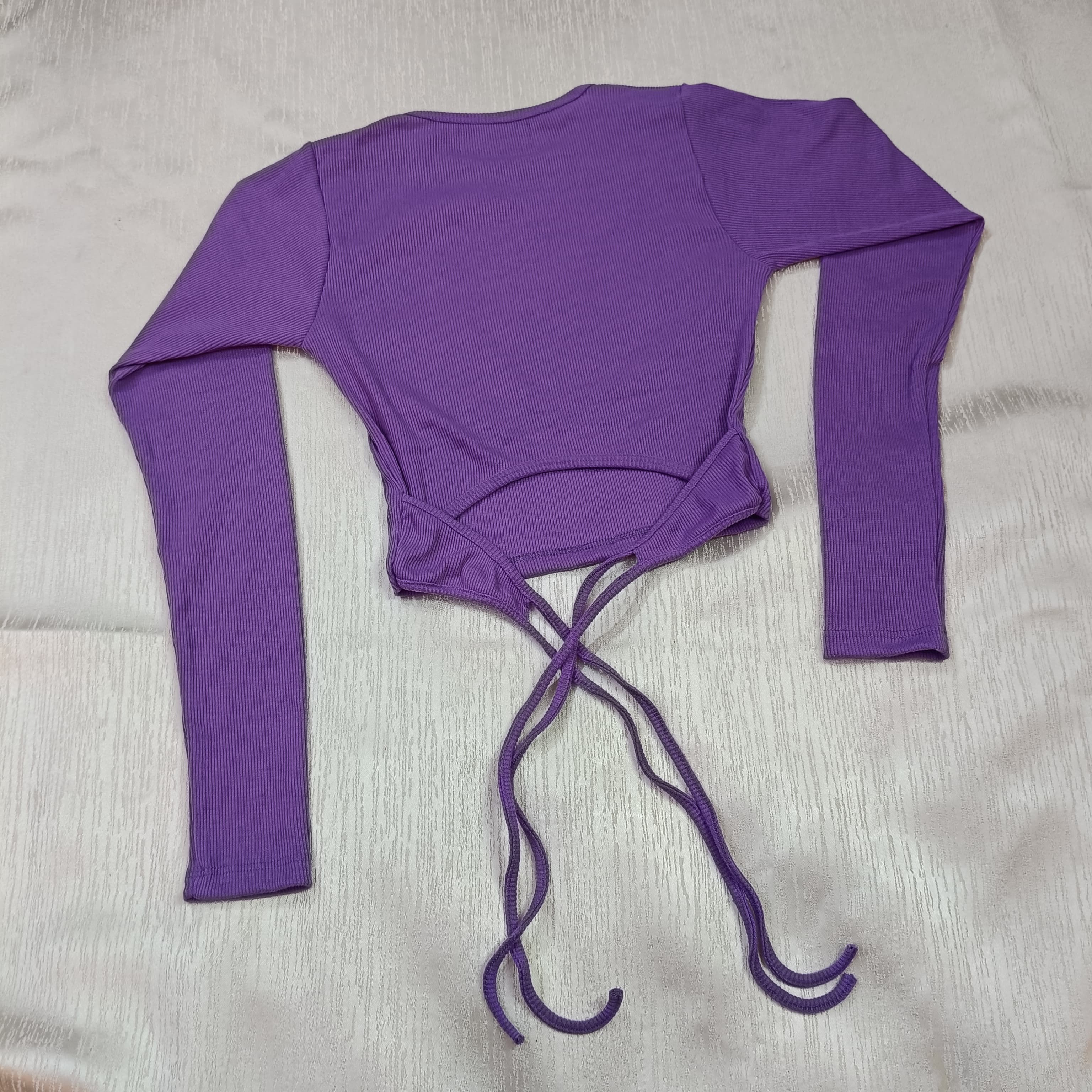 Ribbed Wrap-Tie Back Crop Top for Women – Chic, Stretchy & Ultra-Trendy Fit