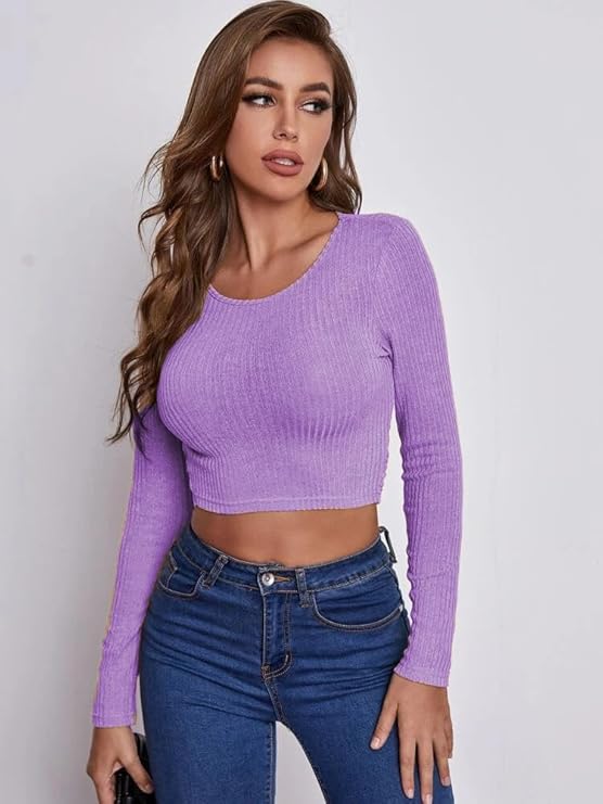 Ribbed Wrap-Tie Back Crop Top for Women – Chic, Stretchy & Ultra-Trendy Fit