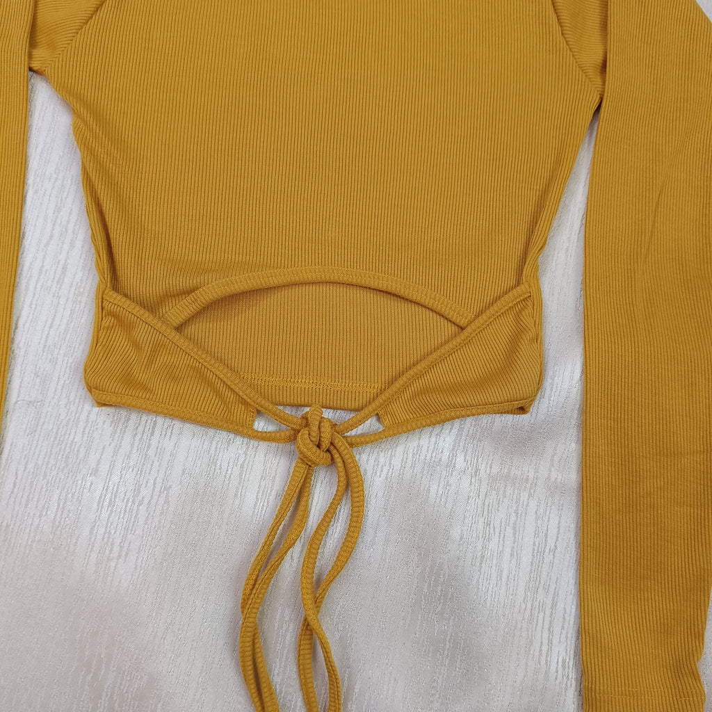 Ribbed Wrap-Tie Back Crop Top for Women – Chic, Stretchy & Ultra-Trendy Fit