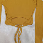 Ribbed Wrap-Tie Back Crop Top for Women – Chic, Stretchy & Ultra-Trendy Fit