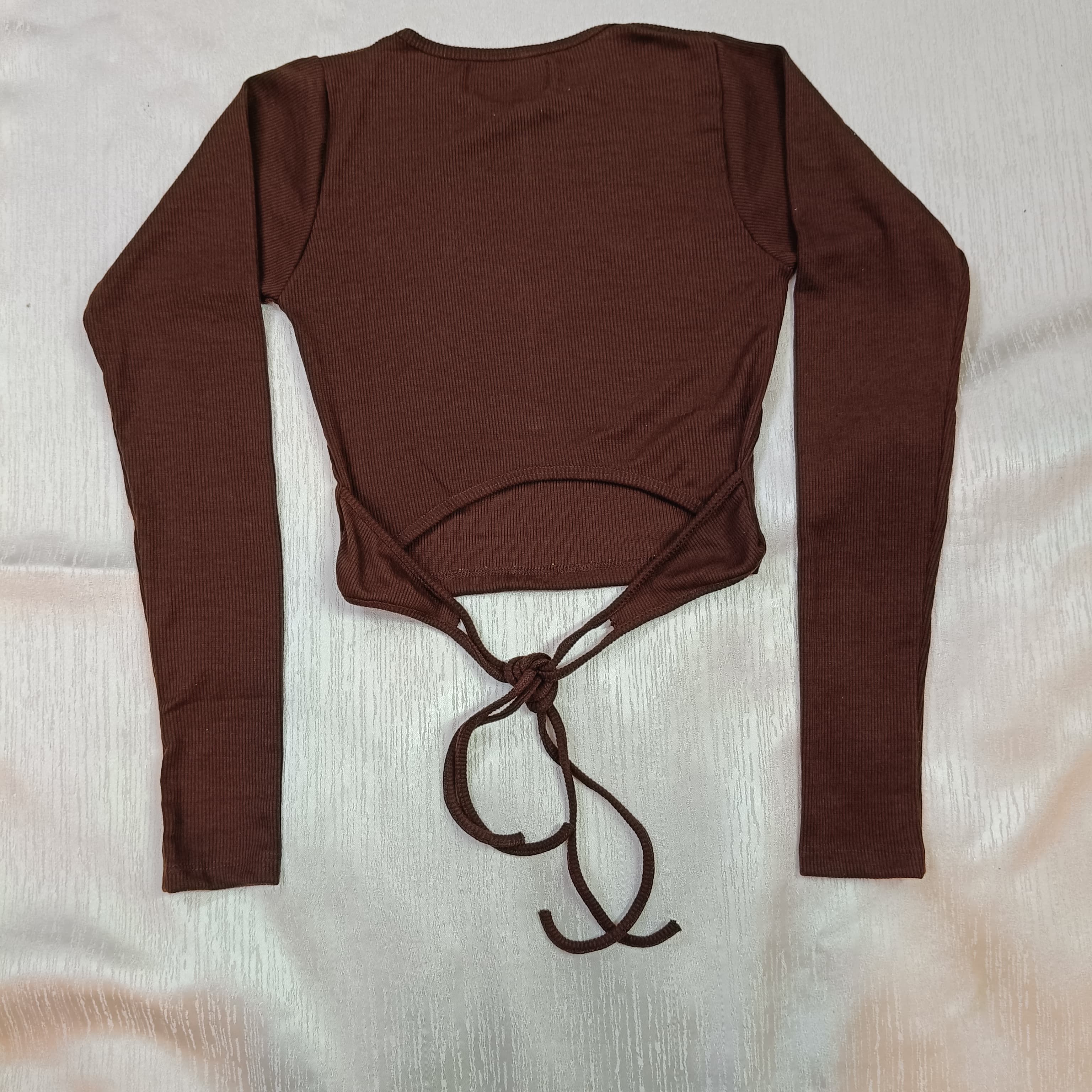 Ribbed Wrap-Tie Back Crop Top for Women – Chic, Stretchy & Ultra-Trendy Fit