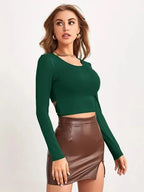 Ribbed Wrap-Tie Back Crop Top for Women – Chic, Stretchy & Ultra-Trendy Fit