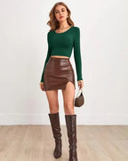 Ribbed Wrap-Tie Back Crop Top for Women – Chic, Stretchy & Ultra-Trendy Fit