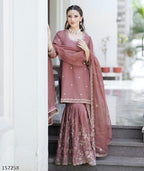 Premium Designer Embroidered Sharara Suit Set – A Regal Wedding & Festive Must-Have
