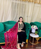 Luxury Velvet Embroidered Suit Set with Heavy Dupatta – Premium Winter Wedding Collection