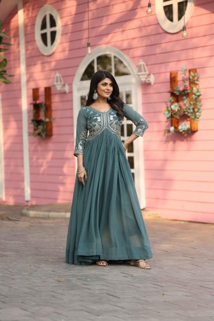Exclusive Designer Embroidered Long Gown – Luxury Party & Wedding Wear