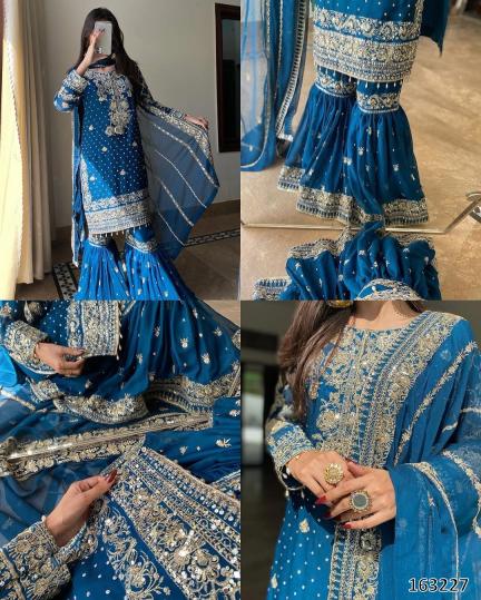 Premium Heavy Embroidered Sharara Suit Set – Luxury Party & Wedding Collection