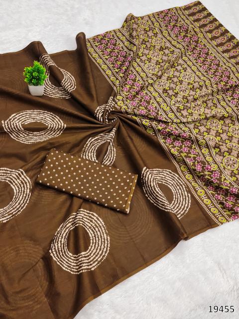 Premium Handblock Heritage Mul Cotton Saree – With Designer Blouse Piece