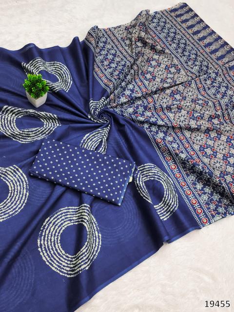 Premium Handblock Heritage Mul Cotton Saree – With Designer Blouse Piece